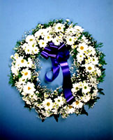 A funeral wreath in Cyprus - a simple expression of sadness.